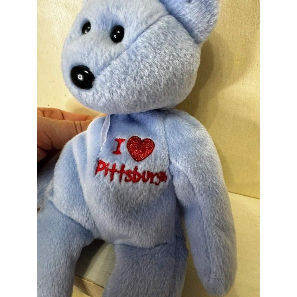 TY Beanie Baby I Love Pittsburgh Plush Stuffed Animal Blue